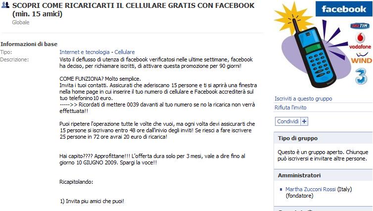 Truffa su Facebook