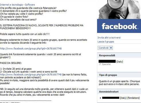 Gruppo spam Facebook