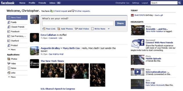 Facebook New homepage