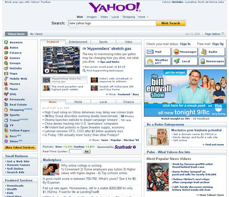 Yahoo New Logo Screenshot