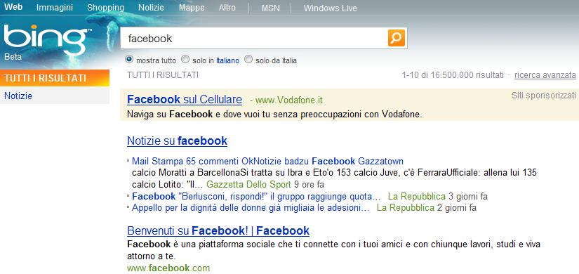 Windows Live Search su Bing