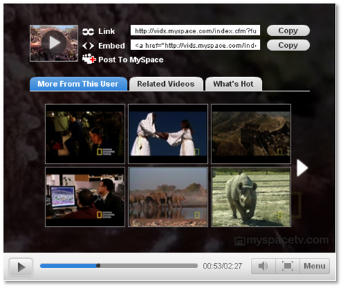 MySpace Tv Player