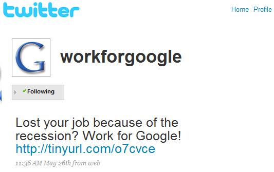 Wor for Google Twitter Scam